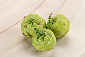 Raw fresh organic kohlrabi cabbage