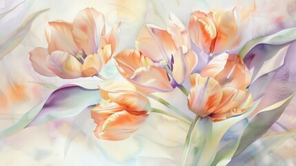 Obraz premium a soft pastel-colored tulip bouquet