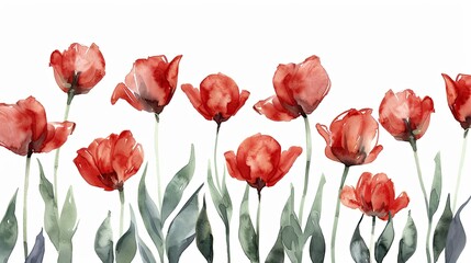 Watercolor Red Tulips