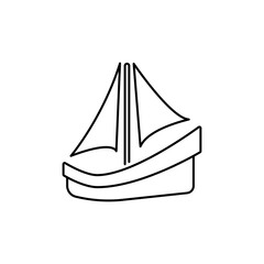 Outline Small Boat icon often used by sailors to explore coastal areas.