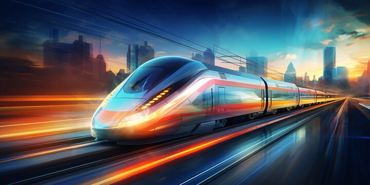 Futuristic hover vehicle gliding through neon maglev tunnel at high ...