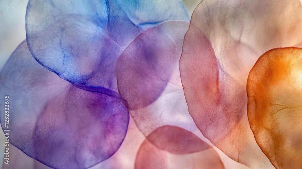 Poster Abstract image of translucent colored petals overlapping