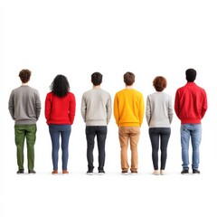 diverse group of people standing together from the back