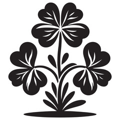 Shamrock silhouette isolated on a white background, shamrock shadows.