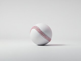 a close-up of a classic white baseball with red stitching on a clean white background