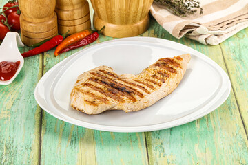 Grilled Turkey fillet breast served sauce