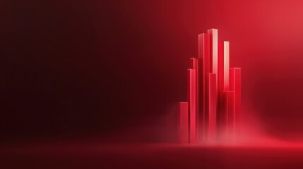 abstract red 3d background with vertical bars and glowing light.