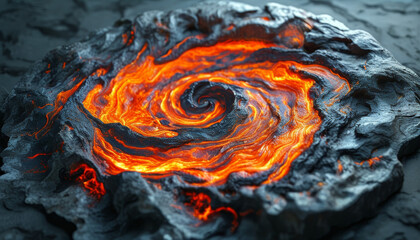 Whirling Magmatic Maelstrom – Fiery Swirling Lava Orb with Cracked Rock Texture, wallpaper, concept, creative inspiration, design template