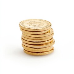 stack of gold coins on white background
