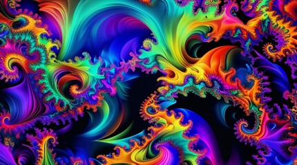 a fractal background with bright and vibrant colors, creating intricate and mesmerizing patterns.