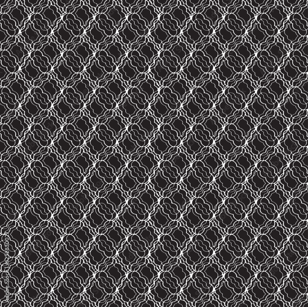 Poster black and white tileable pattern. grunge worn damask pattern design. distressed fabric texture. over