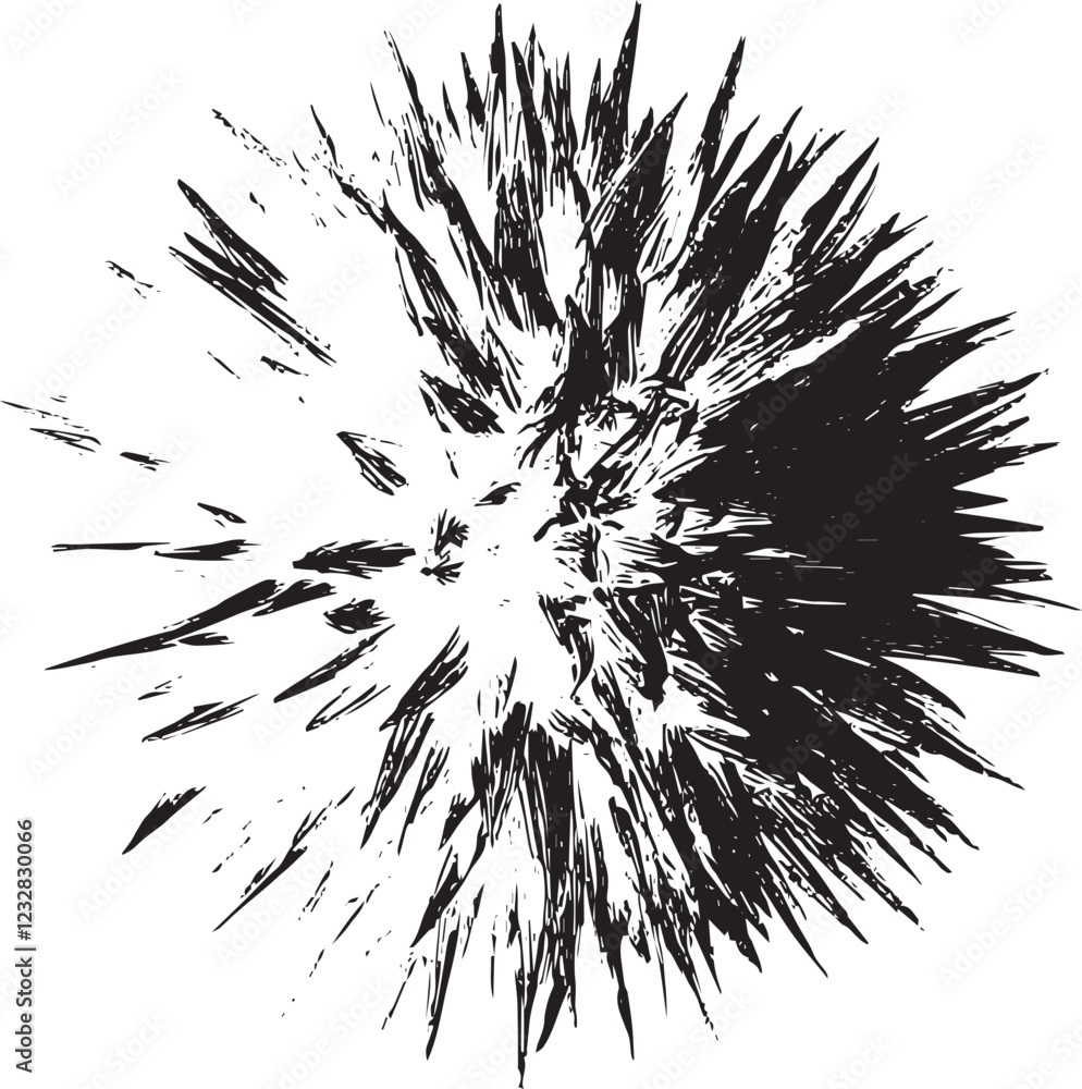 Poster circular starburst explosion texture. distressed uneven grunge background. abstract vector illustrat