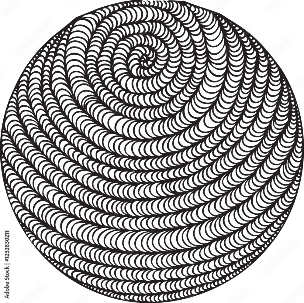 Aufkleber circular black and white pattern. texture composed of irregular geometric elements. distressed uneve