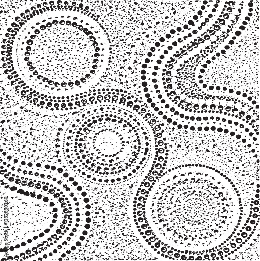 Poster black and white tileable pattern. grunge worn damask pattern design. distressed fabric texture. over
