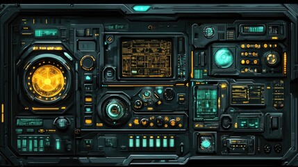 Futuristic Control Panel Interface Sci Fi Technology Design