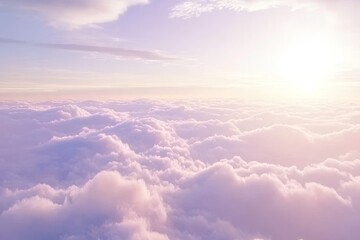 Fototapeta premium Serene Sunset Over Soft Pink Clouds With Gentle Light Display
