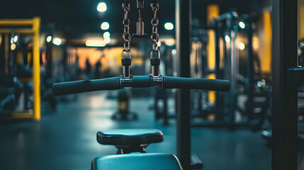 Modern Gym Equipment: Close-up of a Lat Pulldown Machine