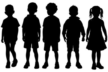 Children kids silhouette set, vector silhouette of children.	
