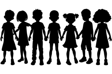 Children kids silhouette set, vector silhouette of children.	
