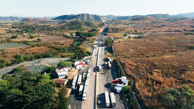 Highway detour in Tepic to Santa Maria del Oro. Nayarit, Mexico