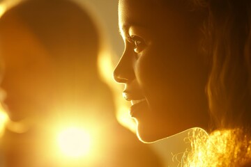 Silhouette of a Girl Against a Bright Sunset Background