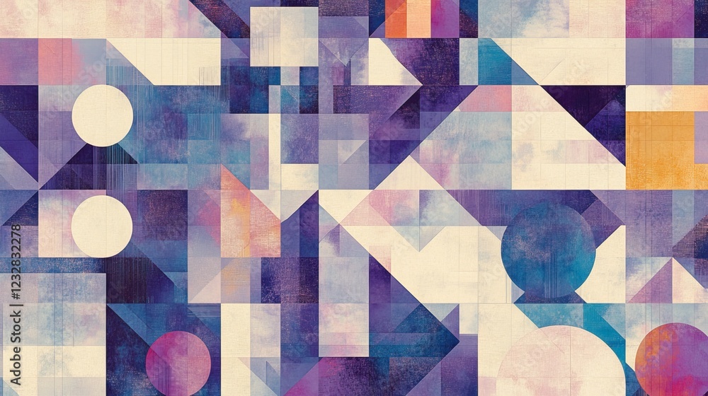 Poster abstract geometric composition in muted tones