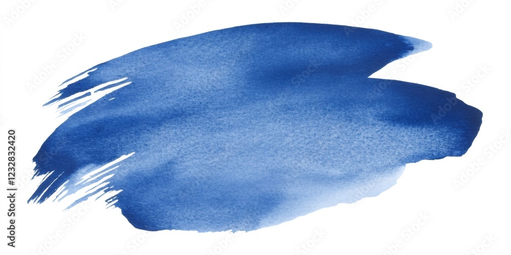 Poster deep blue watercolor brushstroke generating textured artistic background, adding creative visual ele