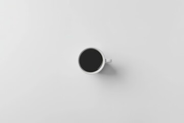 Simple White Coffee Mug on Minimalist Background with Black Coffee
