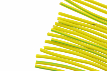 Copper electrical wiring wires in colored insulation. Transparent background in PNG.