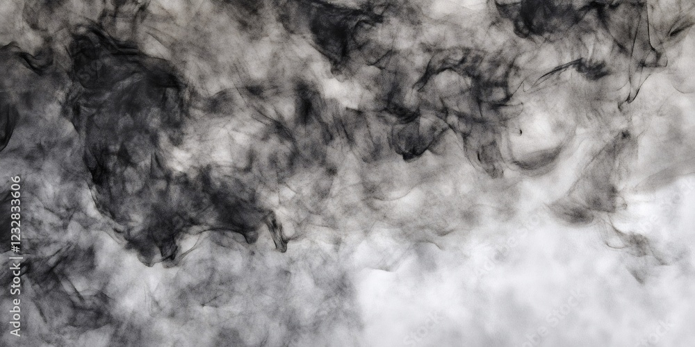 Poster dark ink dissolving in water creating abstract shapes with a watercolor effect, ideal for background