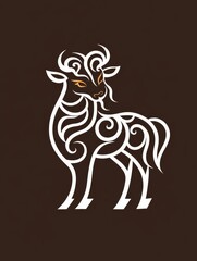 Obraz premium Elegant Line Illustration of Chinese Zodiac Goat - A stunning representation of the goat symbolizing creativity, harmony, elegance, determination, and grace.