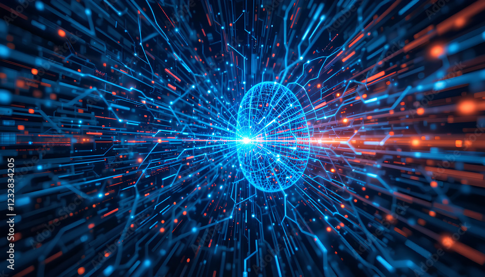 Aufkleber digital background perfect for tech processes, business data transfer & encryption, neural networks,