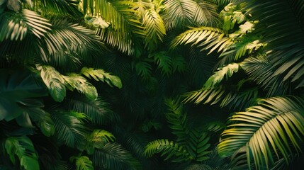 Lush Tropical Foliage Background Of Green Leaves