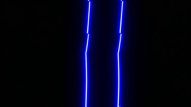 Abstract Neon Light Art: Blue Parallel Lines in the Dark