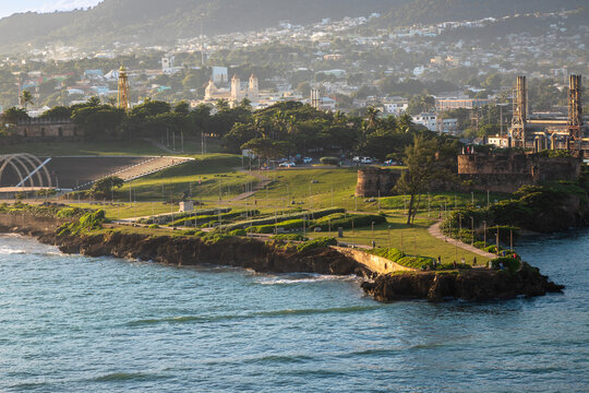 Exposure done at Sunrise while arriving at Puerto Plata by Cruise Ship, with views of Parque La Puntila and Fortaleza de San Filipe in San Felipe de Puerto Plata, Dominican Republic