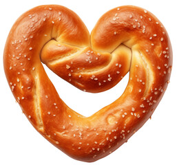 Soft pretzel in the shape of a heart on a transparent background
