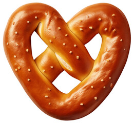 Soft pretzel in the shape of a heart on a transparent background