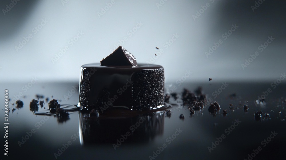 Aufkleber close-up of a small, square-shaped object that appears to be a dessert or a dessert. the object is c