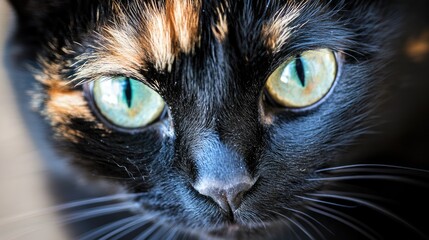 A Tortoiseshell Cats Face Close Up Shot