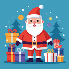 santa claus with a gift bag vector
