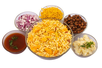 indian snacks - chaat - bhel chivda spicy snacks ingredients on transperent background png