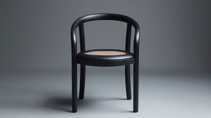 Elegant modern chair design with sleek black finish displayed against a neutral background