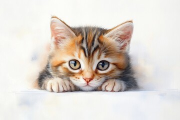 Adorable Bengal Kitten with Golden Fur and Expressive Eyes