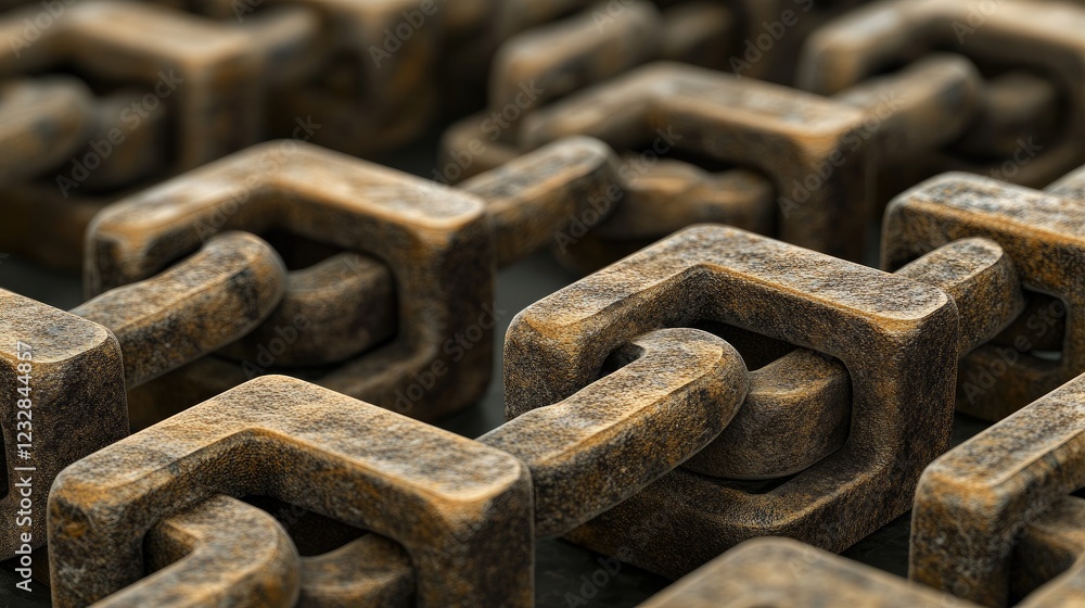 Poster Rusty Metal Chain Links Interlocking Pattern