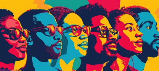 Modern Digital Poster Promoting Early Voting with Diverse Faces and Bold Colors for Civic Engagement