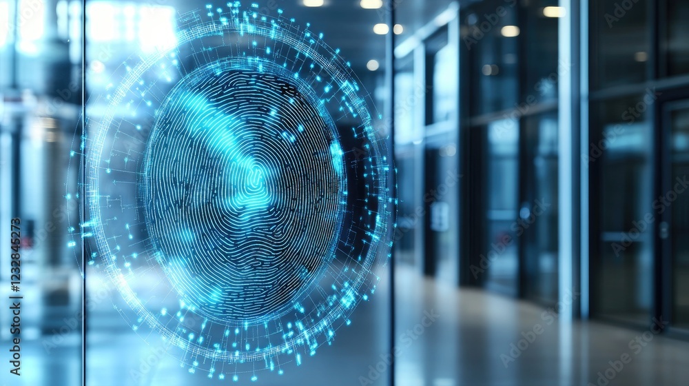 Poster Digital Fingerprint Biometric Security System Interface