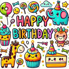 Naklejka premium happy card with animals