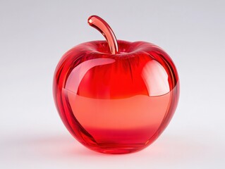shiny red glass apple on a white background