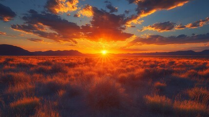 Fototapeta premium Golden Serenity: Tranquil Sunrise in the Desert