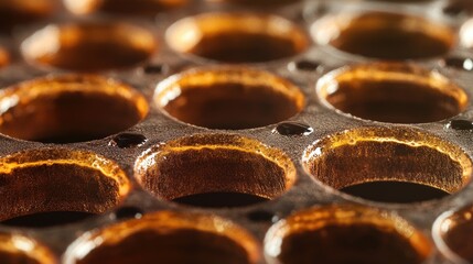 Golden Honeycomb Cells Filled With Sweet Nectar